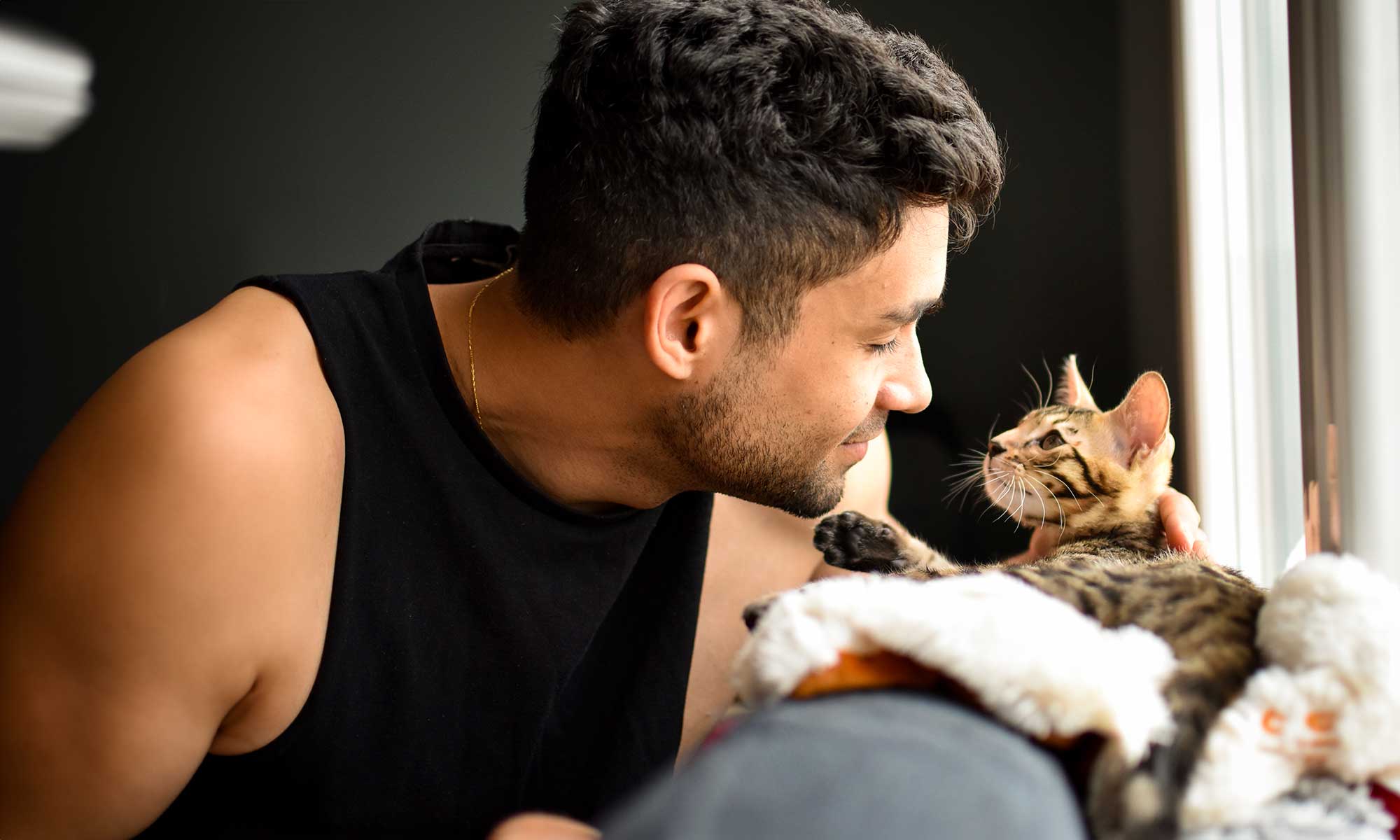A man with his cat